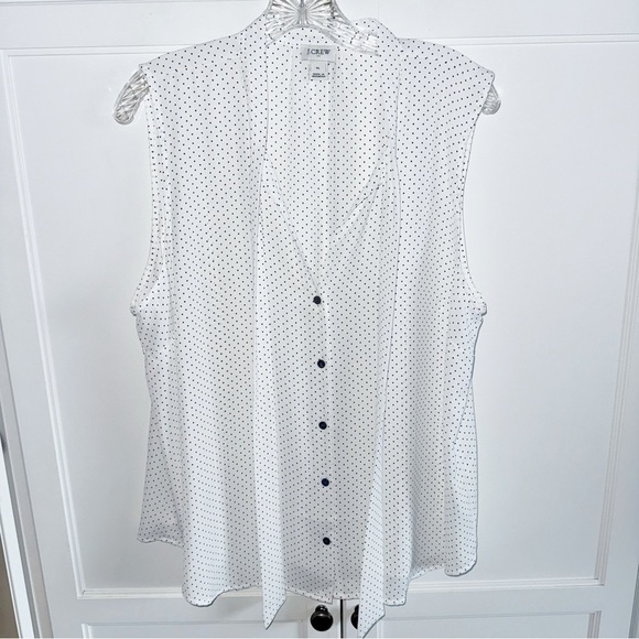 J. Crew Factory Polka Dot Drapey Tie Neck Top Sz XL - Picture 2 of 11